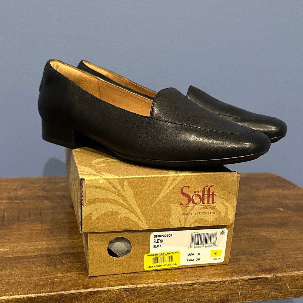 Sofft Black Leather Women's Loafers